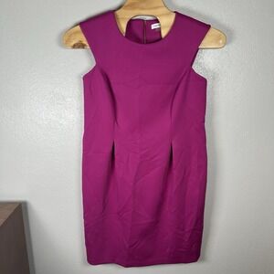Calvin Klein Sheath Dress Womens 14W Pink Sleeveless Career Office Gold Zipper